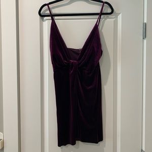 Purple velvet mini dress